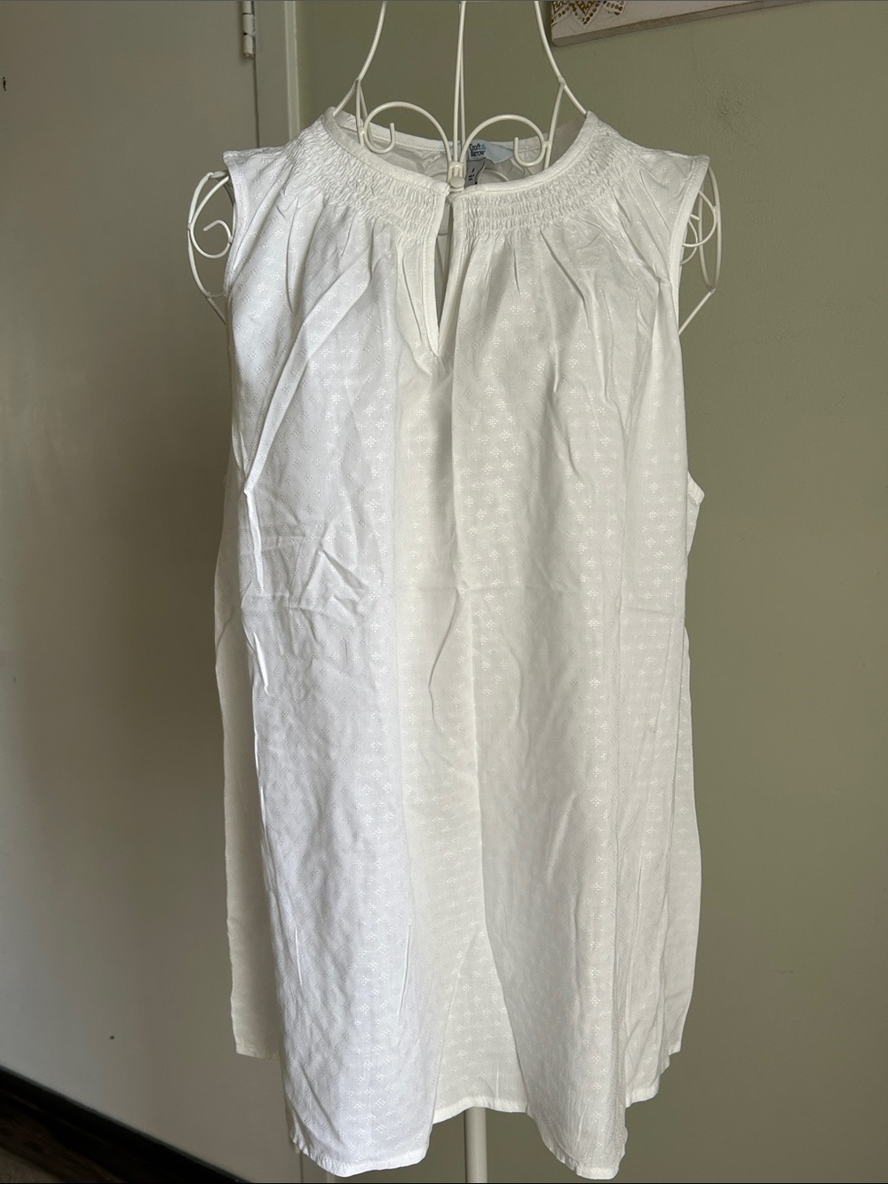 croft & barrow White Smocked Yoke Peasant Blouse - Picture 8 of 8